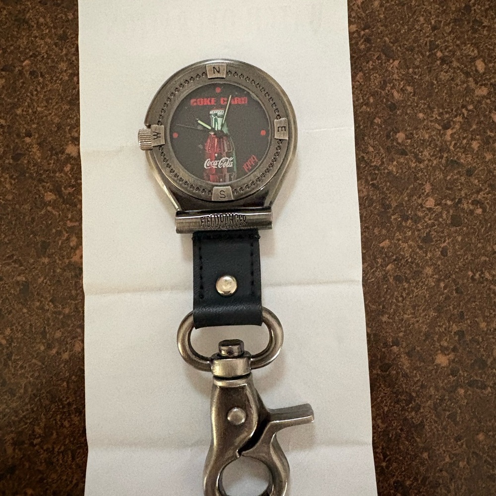 1999 Coca-Cola watch, Coke Card with field ranger fob and clip.